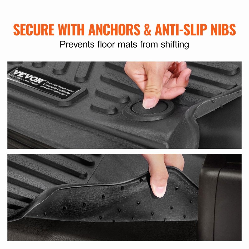 Auton lattiamatot TPE-muovi 3-osainen Dodge Ram Crew Cab vasemmanpuoleiseen ohjaukseen musta