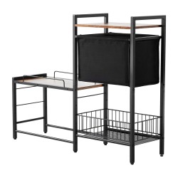 Korotettu koiran ruokakuppiteline säädettävällä korkeudella metallirungolla ja säilytyskaapilla sopii eri kokoisille koirille