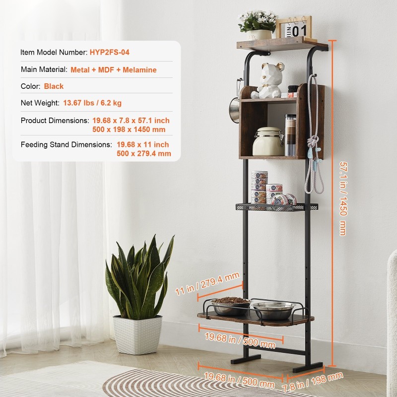 Koiran ruokinta-asema metallirunkoinen melamiinilevy säädettävä korkeus sopii kaikenkokoisille koirille tilava säilytyskaappi