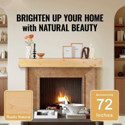 Seinälle asennettava kelluva takkahylly valkomäntyinen 72x8x5 tuumaa kantavuus 22,7 kg