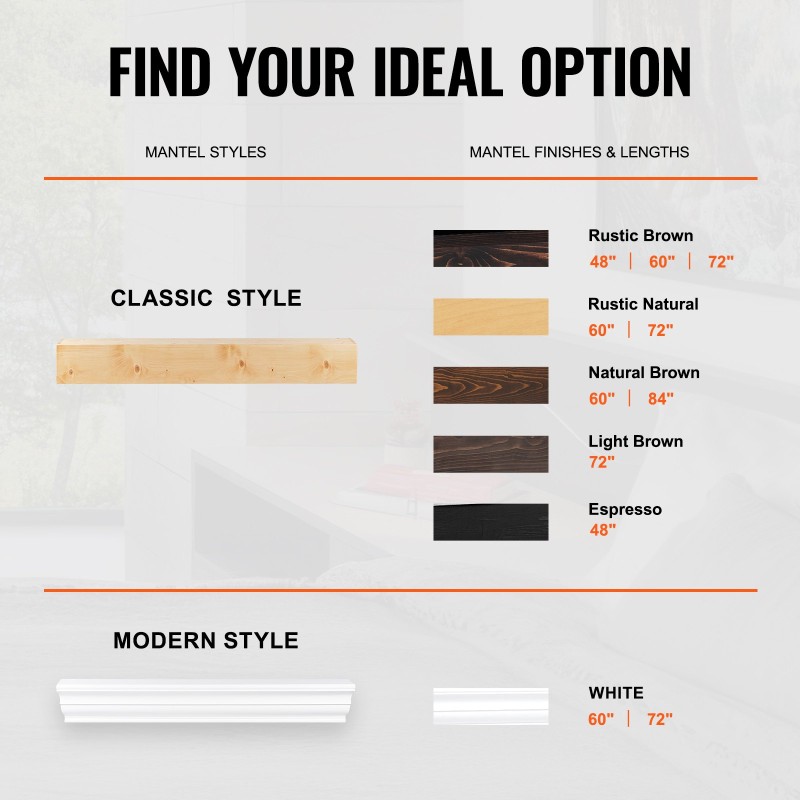 Seinälle asennettava kelluva takkahylly valkomäntyinen 72x8x5 tuumaa kantavuus 22,7 kg