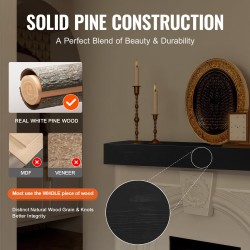 Kelluva takkahylly valkoisesta mäntypuusta 48 x 8 x 5 espresso