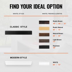 Kelluva takkahylly valkoisesta mäntypuusta 48 x 8 x 5 espresso