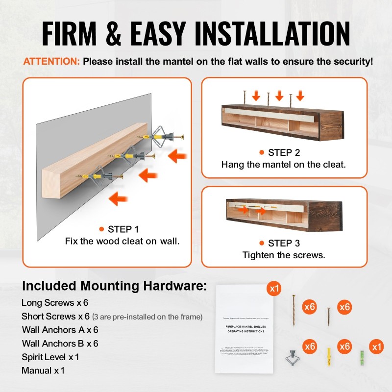 Seinäkiinnitteinen kelluva takkahylly valkomännystä 84 tuumaa 8 tuumaa 6 tuumaa ruskea