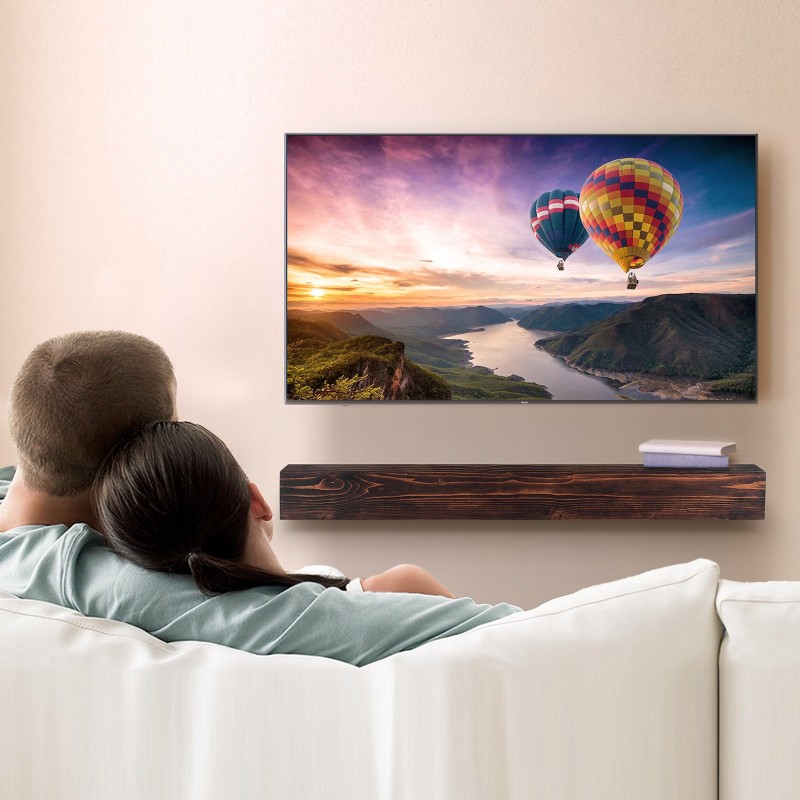 Takkahylly leijuva seinäkiinnitteinen valkoinen mäntypuu 48 x 8 x 5 tuumaa