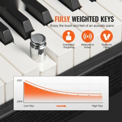 Digitaalipiano 88 täysin painotettua kosketinta kaksinkertainen näppäimistötila 200 ääntä Bluetooth USB MIDI
