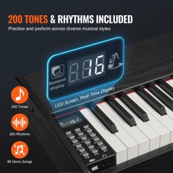 Digitaalipiano 88 täysin painotettua kosketinta kaksinkertainen näppäimistötila 200 ääntä Bluetooth USB MIDI