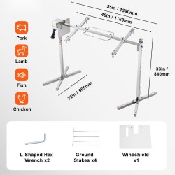 Sähköinen varrasgrilli ruostumatonta terästä 116,8 cm 60 kg ulkokäyttöön
