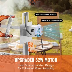 Roottisserie-grilli ulkokäyttöön ruostumaton teräs 52W kantavuus 89,8 kg