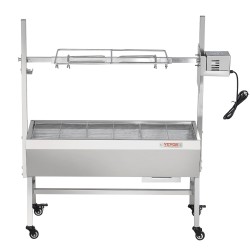 Sähköinen roottisserie-grilli ruostumaton teräs 35-tuumainen lukittavat pyörät ulkokäyttöön