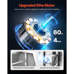 Sähköinen grillivarras ruostumaton teräs 56 tuumaa 130 kilogramman kantavuus lukittavilla pyörillä