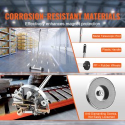 Magneettiharava 15-tuumainen pyörillä säädettävällä varrella teleskooppisella magneettipoimintatyökalulla 3,6 kg vetovoimalla