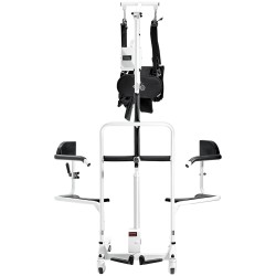 Sähköinen siirto ja nostotuoli teräsrunko säädettävällä korkeudella valjaallinen 180 asteen jaettava istuin