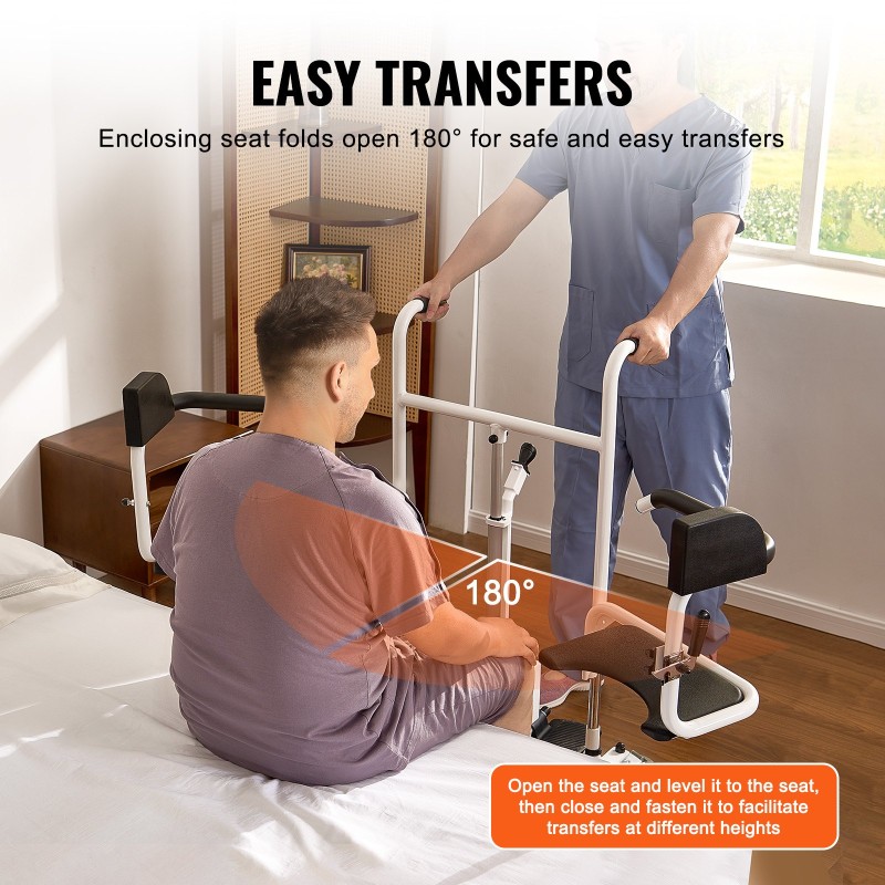 Sähköinen siirtotuoli teräsrunko 180 asteen jaettava istuin roiskevesisuojattu 220 paunan kantavuus