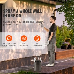 Painevärisäiliö 15L teräs säädettävä paine 60 psi ruisku kotikäyttö teollisuuskäyttö