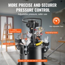 Maalipaineastia 10 l teräs automaattinen sekoitus ruiskupistooli ja letkut säädettävä ilmanpaine