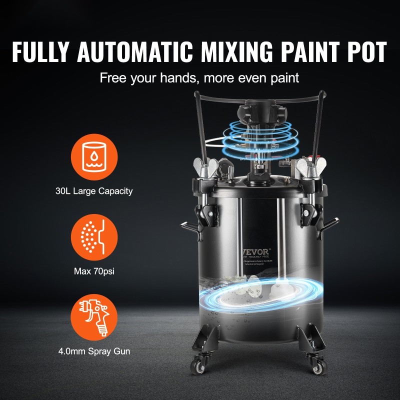 Maalin paineastia 30 l terässäiliö automaattisekoitus säädettävä 70 psi ruisku ja letkut