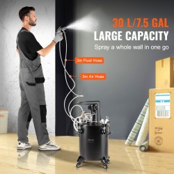 Maalin paineastia 30 l terässäiliö automaattisekoitus säädettävä 70 psi ruisku ja letkut