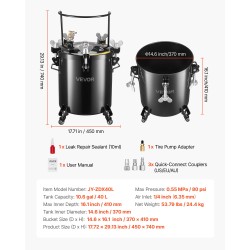 Teräs paineastia 40 L maalin syöttöön pyörillä kolme pikaliitintä