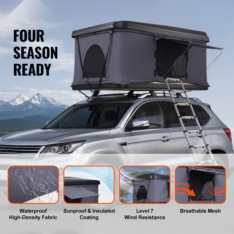 Katolle asennettava kovakoteloitu teltta kahdelle tai kolmelle vedenpitävä polyesterikangas teleskooppitikas