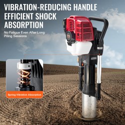 Bensiinikäyttöinen 52cc 2‑tahti paalutuskone 1,4 kW holkit 49/69/100 mm aitojen asennukseen