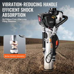 Bensiinikäyttöinen paalutuslaite 37,7 cm3 4-tahtimoottorilla kolmella holkilla 45/55/88 mm maatiloille