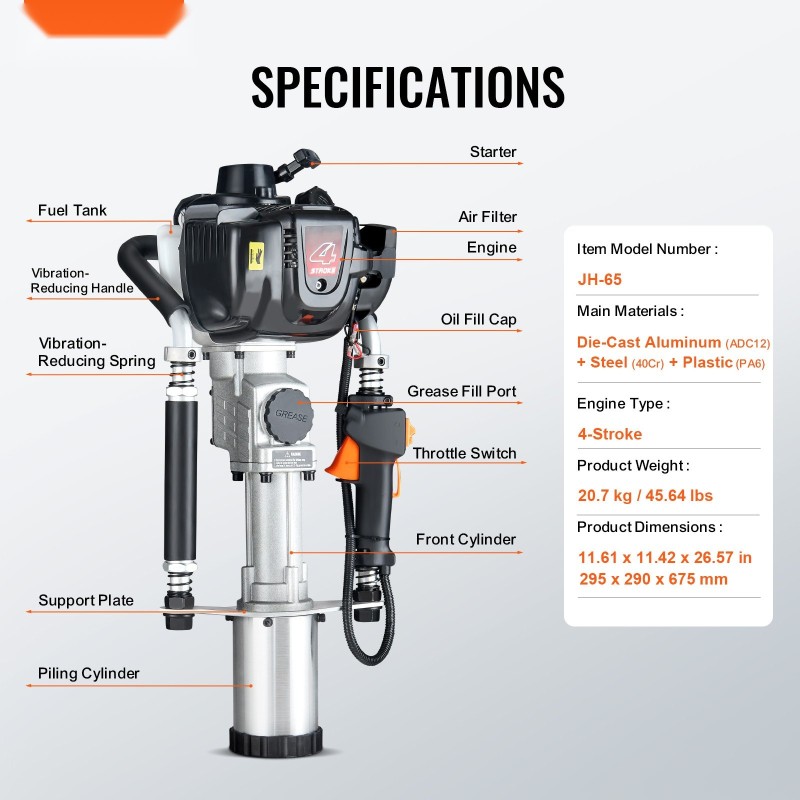 T-aitatolpan maatärytin bensiinikäyttöinen 37,7cc 4-tahti sisältää 45mm 55mm 88mm holkit