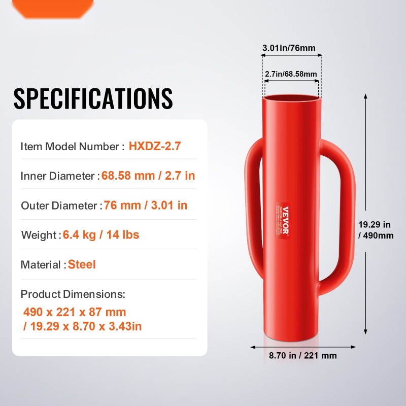 Aidantolpan jyrsin hiiliteräsrunko sisähalkaisija 6,9 cm ergonomisilla kahvoilla soveltuu T-tolpille