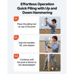 Käsikäyttöinen terästolpanlyöjä aitatolpille sisähalkaisija 6,1 tuumaa suuri kahva