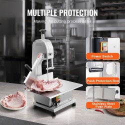 Sähkökäyttöinen luusahakone pöytämalli 1800W ruostumattomasta teräksestä valmistettu työtaso 180 mm leikkauspaksuus