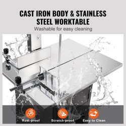 Sähköinen luusahakone 550 W ruostumaton teräspöytä 180 mm leikkuupaksuus