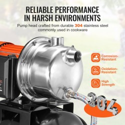 Pintakaivopumppu 735 W 304-ruostumaton pumppupää 19 l paineastiolla 39,6 m nostokorkeus