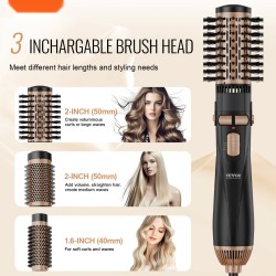 Kuuma-ilmaharja keraamisella pinnoitteella 3 harjapäätä 40 50 mm pyörivä harjapää 3 lämpöasetusta