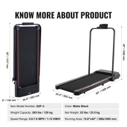 Taitettava kävelyalusta juoksumatto kotiin toimistokäyttöön 2,5 hv 1–12 km/h 120 kg