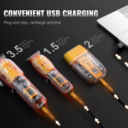 Langaton ladattava kolmiosainen hiusleikkuusetti miehille sisältää trimmerin ja partahöylän