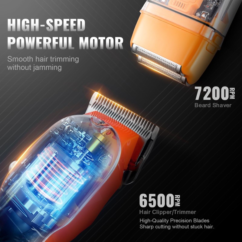 Langaton ladattava kolmiosainen hiusleikkuusetti miehille sisältää trimmerin ja partahöylän