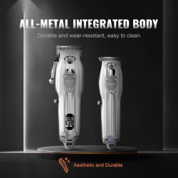 Akkukäyttöinen kaksitoiminen miesten hiustenleikkuusetti ruostumattomilla terillä 14 ohjakampaa