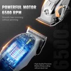 Akkukäyttöinen kaksitoiminen miesten hiustenleikkuusetti ruostumattomilla terillä 14 ohjakampaa