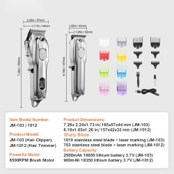 Akkukäyttöinen kaksitoiminen miesten hiustenleikkuusetti ruostumattomilla terillä 14 ohjakampaa