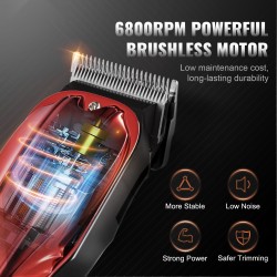 Akkukäyttöinen hiustenleikkuri miehille harjaton 6800 kierrosta minuutissa 8 ohjauskampaa
