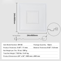 Kattopaneelit PVC-muovi 605×605 mm 12 kpl valkoinen kattoihin ja seiniin