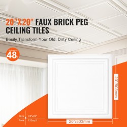 Kattopaneelit polystyreenistä 48 kpl 503 x 503 mm alaslaskettuihin kattoihin valkoinen