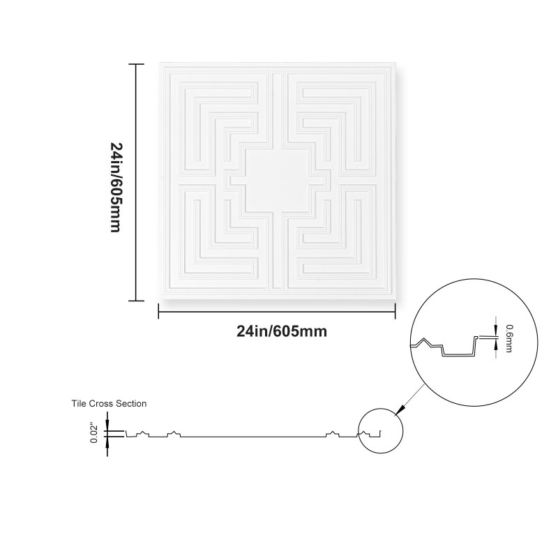 Kattopaneelit PVC-muovi 12 kpl 605 x 605 mm alaslaskettuihin kattoihin valkoinen