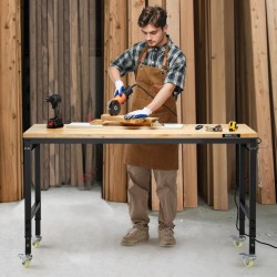 Säädettävä työpöytä tammikansi 1524 mm 907 kg kantava pistorasialla ja pyörillä