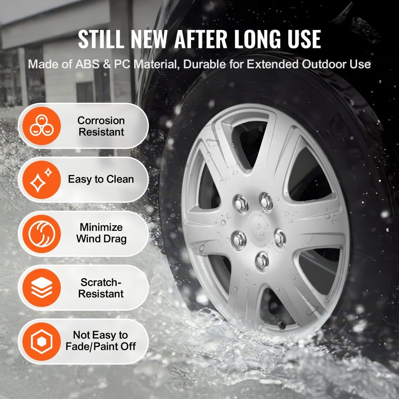 Vanteen suojakapselit 15 tuumaa ABS- ja PC-muovi naarmuuntumista kestävä painelukiinnitys venttiilireikä