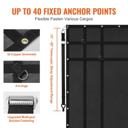 Kuormaverkko PVC-päällysteistä kangasta 1830×1450 mm 318 kg kantavuus säädettävillä hihnoilla