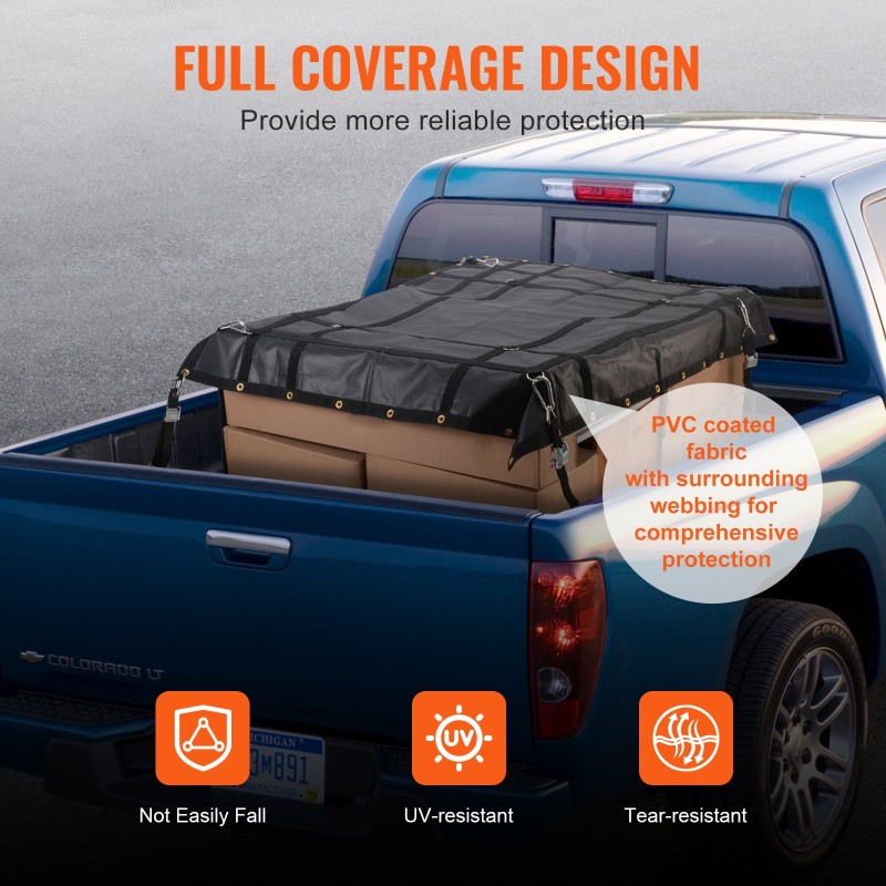 Kuormaverkko PVC-päällysteistä kangasta 1830×1450 mm 318 kg kantavuus säädettävillä hihnoilla