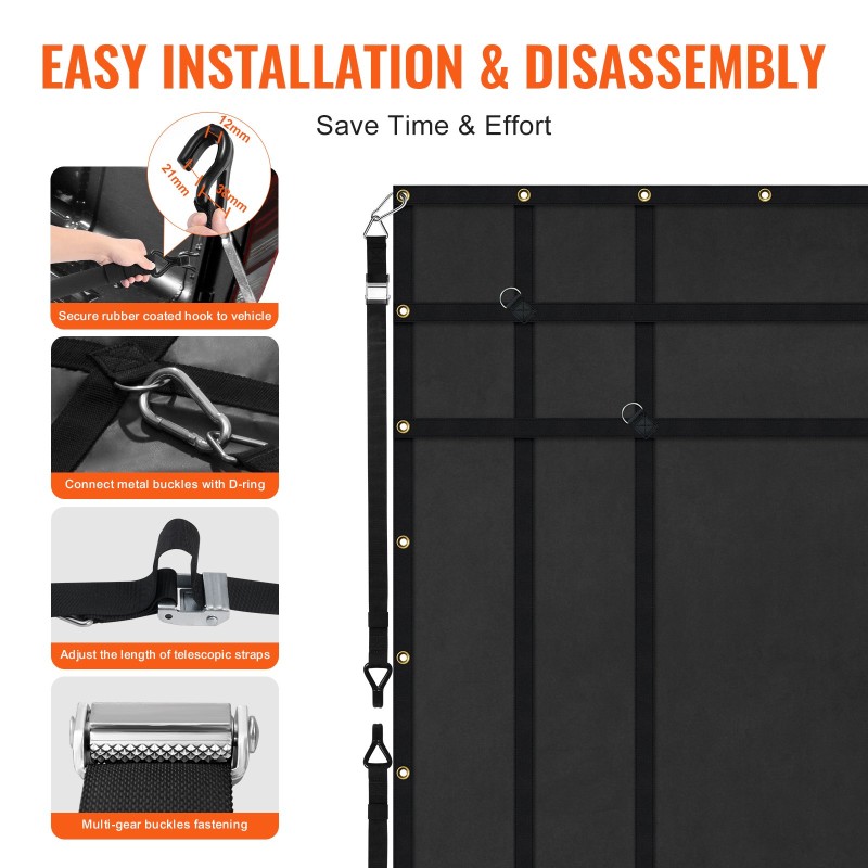 Kuormaverkko PVC-päällysteistä kangasta 1830×1450 mm 318 kg kantavuus säädettävillä hihnoilla