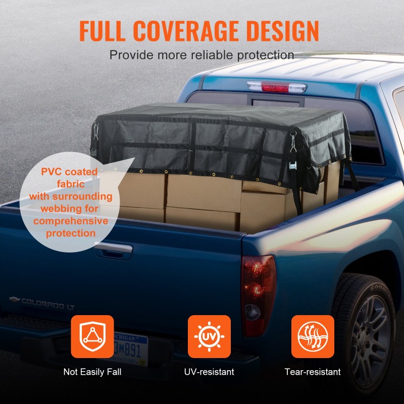 Kuormaverkko PVC-pinnoitteinen kangas 2440 x 2060 mm säädettävät hihnat 318 kg