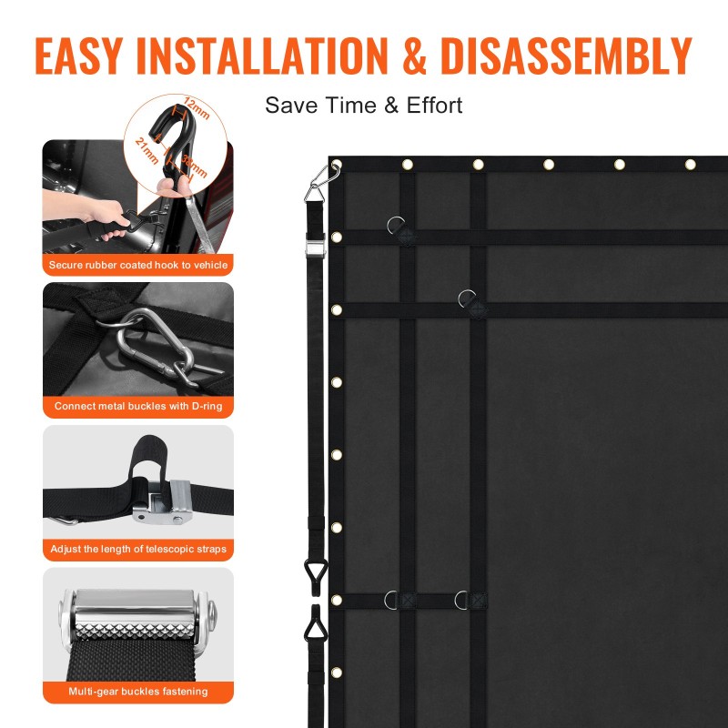 Kuormaverkko PVC-pinnoitteinen kangas 2440 x 2060 mm säädettävät hihnat 318 kg